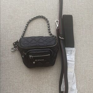 Like NEW! MZ Wallace Black Micro Crosby Sling Quilted Mini Bag